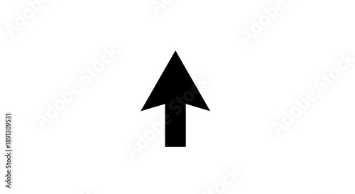 A simple black arrow pointing upwards on a white background