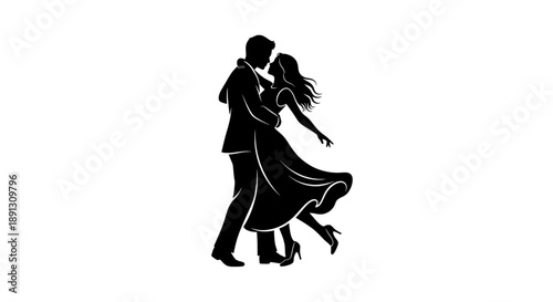 A romantic couple dancing together in a beautiful elegant pose