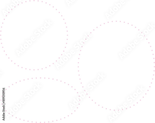 ピンク色の点線の丸と楕円のセット。広いテキストスペース。