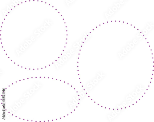 ピンク色の点線の丸と楕円のセット。広いテキストスペース。