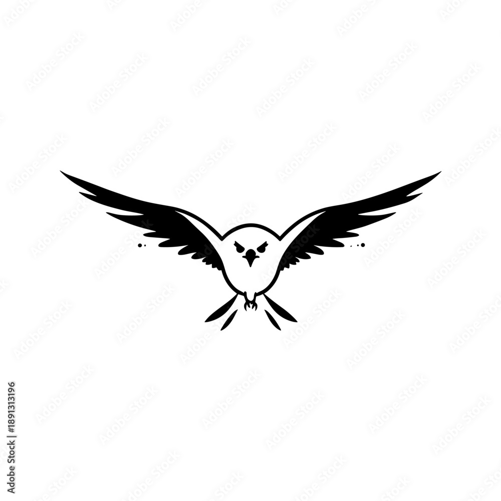 Fototapeta premium Kite. Kite simple black and white line art vector logo