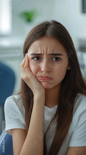 Free Download A disappointed girl leaning on her arm with a gloomy look illustrates an emotional state suitable for psychological publications or as a background for social projects about stress. - GFXLoad