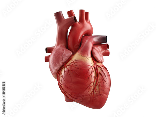 Detailed 3d model of human heart anatomy isolated on transparent background