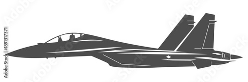 Silhouette SU-30 military aircraft design from side view. Minimalist vector illustrations su30 fighter jet in black and white color from lateral. Monochrome drawing russia fourth generation aircraft.