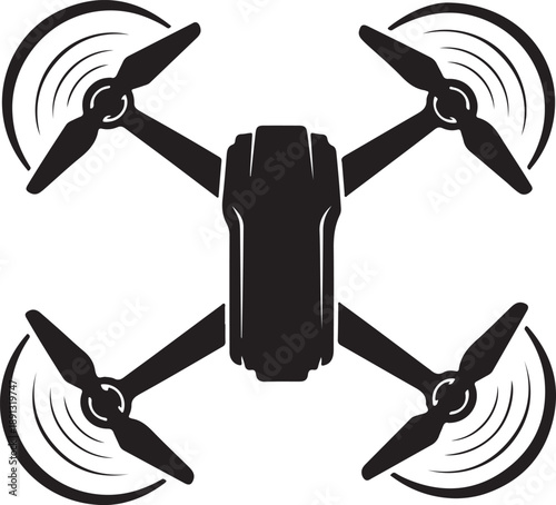 Quadcopter Drone Silhouette Icon – Black UAV Aerial Technology Vector
Flying Drone Top View Silhouette – Modern Quadcopter Logo Design
Aerial Drone Silhouette Illustration – Clean Black UAV Symbol