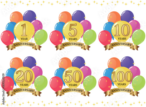 風船の周年記念エンブレム6種セット