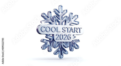 Cool Start 2026 crystal snowflake trophy icon for winter seasonal events or new year