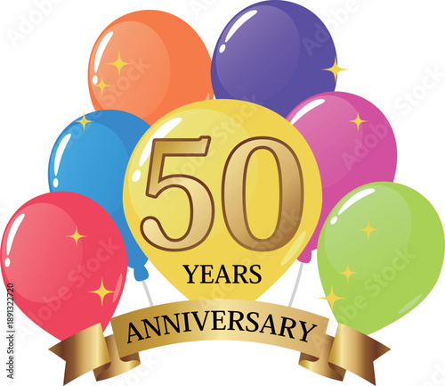 風船の50周年記念エンブレム