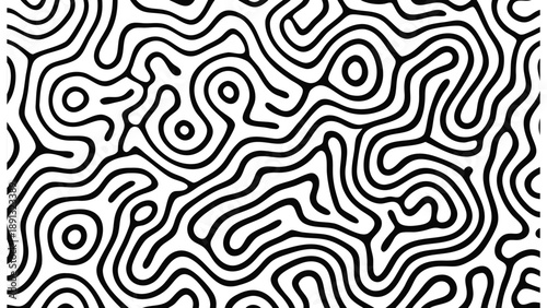 Hypnotic psychedelic linework pattern creates mesmerizing visuals with flowing organic shapes