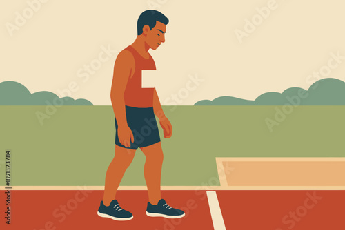 Athlete Preparing for Long Jump on Track.