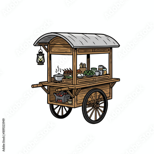 Traditional Street Food Cart Isolated
