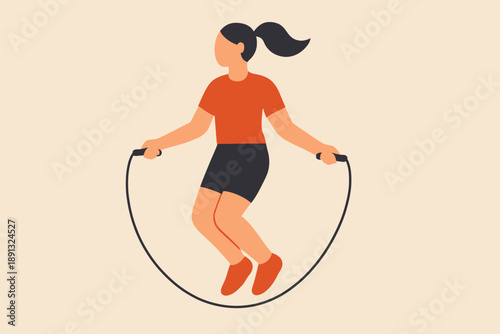 Woman Exercising with Skipping Rope for Fitness and Health.