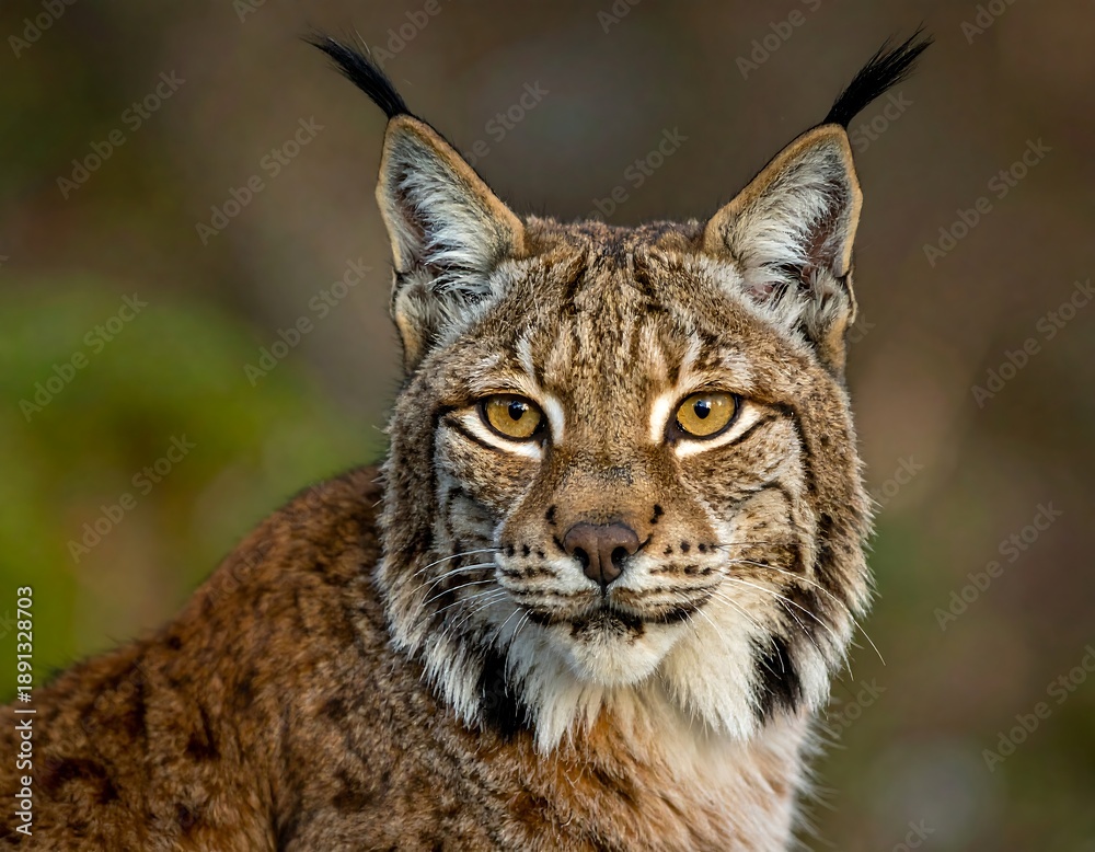 Naklejka premium A close-up portrait of a wild cat with striking orange eyes