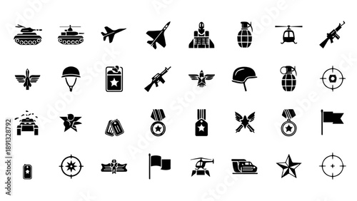 Collection of various symbols and icons isolated on transparent background, Vector