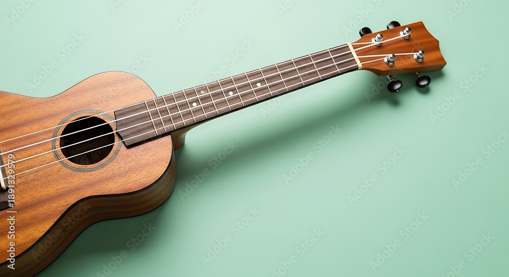 Obraz premium Ukulele on green background