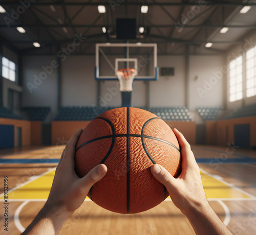 First Person View Basketball Player Holding Ball