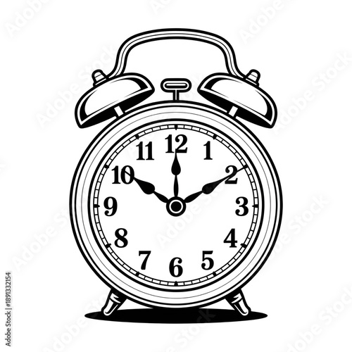 Alarm Clock Vector Illustration for Coloring Page