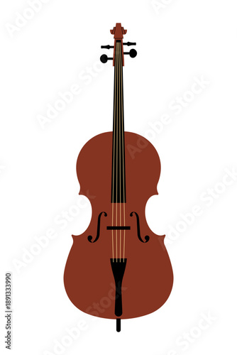 Cello classical string musical instrument isolated on white background. Simple vector illustration.