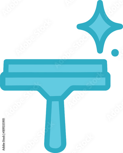 Squeegee icon with sparkle representing clean surface and shine flat vector illustration for cleaning services and hygiene concepts