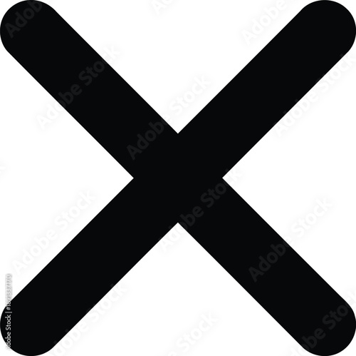 A black cross mark or multiplication sign representing error cancellation or rejection on a white background.