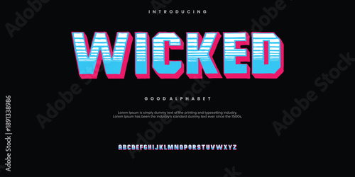 Wicked 3d Pop art effect ColorRetro Vintage Display bold Font alphabet. vector illustrator