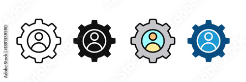 Settings Gear Icon Set Flat Minimal User Account Configuration Symbol