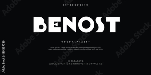 Benost modern abstract digital alphabet font. technology typography, Creative urban sport fashion futuristic font and with numbers. vector illustration