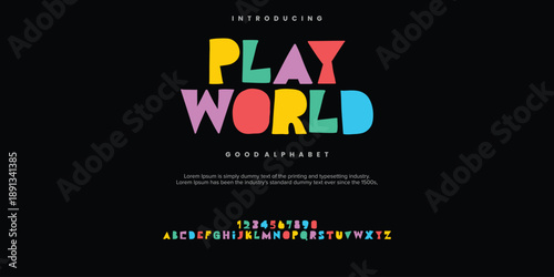 Play World Modern minimal abstract alphabet fonts. Typography technology, electronic, movie, digital, music, future, logo creative font. vector illustration