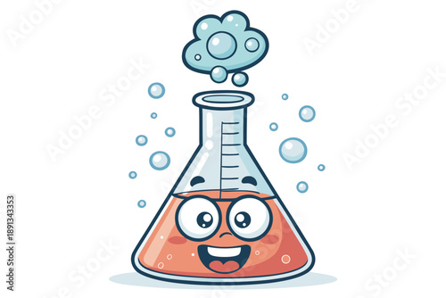 Bubbling Beaker Character With Happy Expres Premium Digital Asset Ideal for Marketing