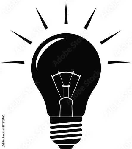 Bright Glowing Light Bulb Icon Symbolizing Innovative Ideas and Creative Solutions