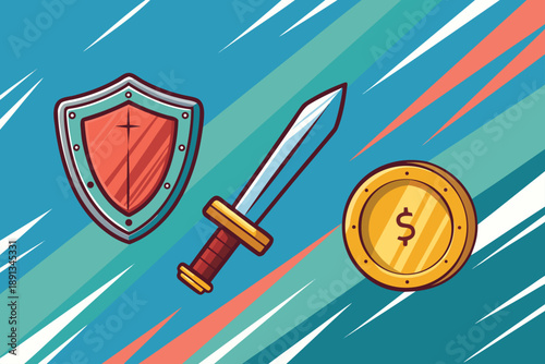 Featuring Game Items With Dynamic Motion Crisp High-Quality Stock Image