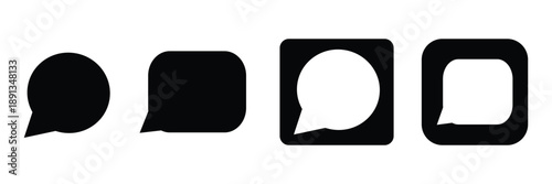 Set of black comment icon collection. Message symbol.