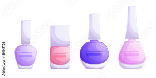 A set of colorful bottles of nail polish, gel polish. The concept of beauty and nail design. Isolated vector illustration for the design of printed publications, banner, postcard, brochure, flyer .