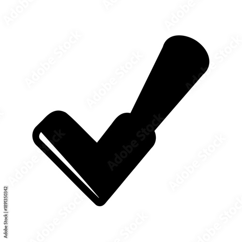 Bold black check mark icon on a white background, symbol of acceptance