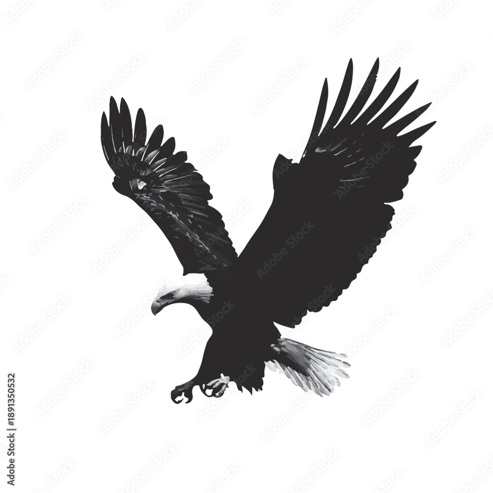 Fototapeta premium Eagle silhouette vector. Eagle silhouette can be used as icon, symbol or sign. Eagle icon for design related to animal, wildlife or landscape