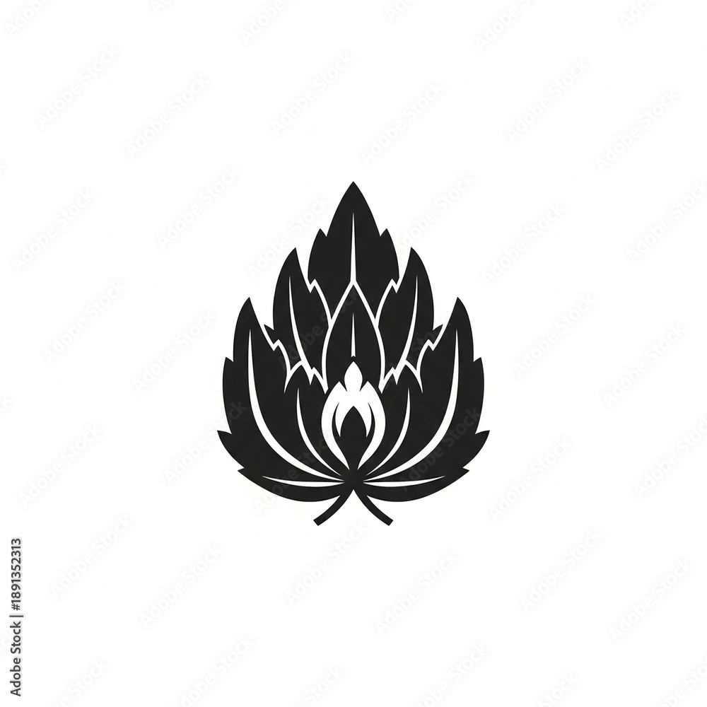 Fototapeta premium A serene black lotus flower logo on a clean white background