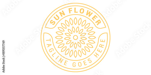 Sun flower Round Stamp Vector