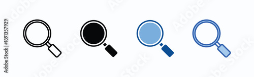 Search Magnifier icon sheet multiple style collection isolated vector