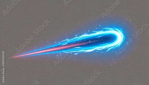 An animated comet streaking across a starry sky background.