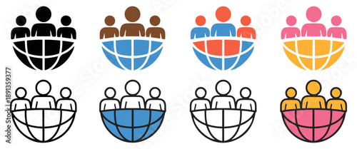 global communication collaboration icon set