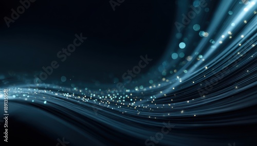 Abstract dark blue and teal swirling lines with light speckles