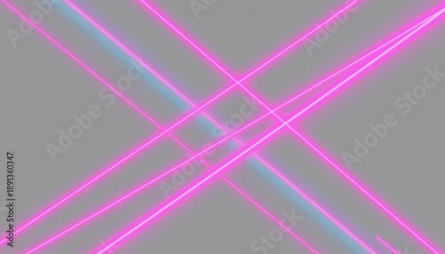 A vibrant display of pink neon lights creating an interlocking pattern against a dark grey background.