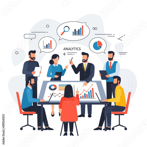 Business Meeting: Team Discussing Analytics and Strategy