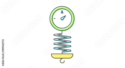 Spring Scale Measuring Weight on White Background