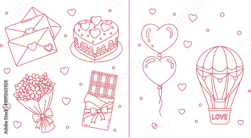 Sketch designs with transparent background for valentine's day gifts and decorations