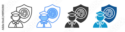 Security Guard Icon Set Multiple Style Collection