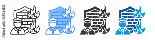 Firewall Icon Set Multiple Style Collection