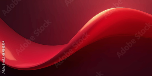 Red abstract background with soft bubbles and silk satin waves creating a decorative textile pattern for a velvet fabric wallpaper design