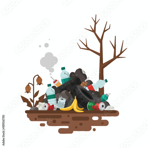 Polluted Environment with Trash and Waste