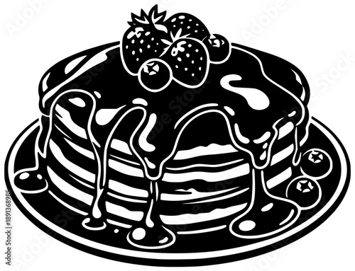 food illustration dessert silhouette breakfast logo sweet icon homemade outline snack delicious pancake meal pancakes tasty morning bakery fresh shape drawing vector graphic background